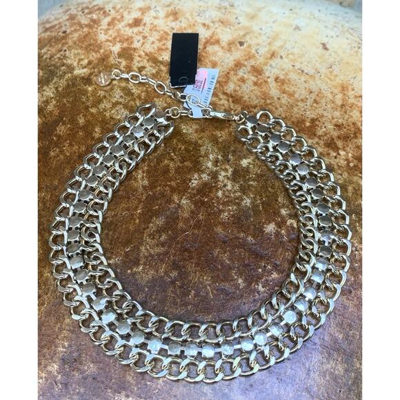 RJ Graziano Necklace Womens Gold Chain with Crystals Statement Piece - Picture 12 of 12